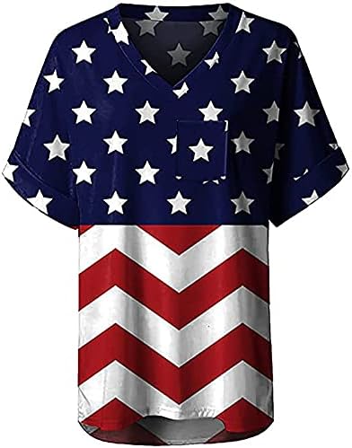 דגל אמריקאי נשים חולצה שרוול קצר עם צווארון ארהב כוכב פסים הרביעי יולי חולצות טי חולצות מזדמנים