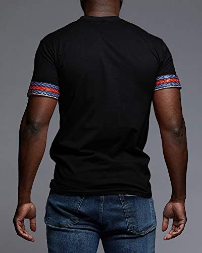 מכרום גברים אפריקאי דאשיקי חולצה שבטי פרחוני הדפסת צווארון דק חולצות חולצות