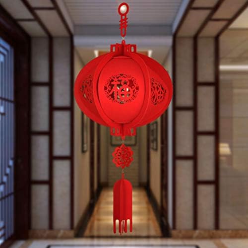 AMOSFUN DECORE נייר סיני פנס סינית מזל סיני אדום פו תלת מימד פנסי פנסי אדום תלויים פנסים לחגיגת פסטיבל האביב