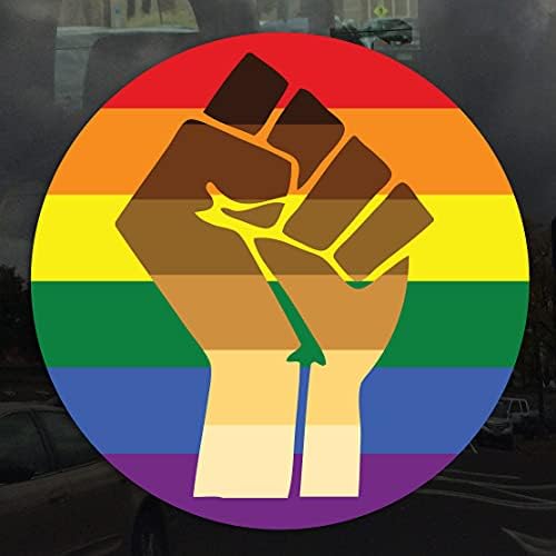 אגרוף אגרוף ישים להתנגד קשת דגל גאווה LGBTQ מעגל POC - מדבקת מדבקות ויניל 2 אינץ '