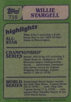 Topps Willie Stargell 1982 כרטיס בייסבול 716