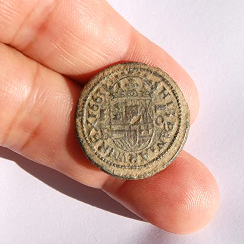 1663 B Phillip IV 16 Maravedis Tastle Colonial Colonial And Lion Caribbean Pirate Era Coin 315 מוכר