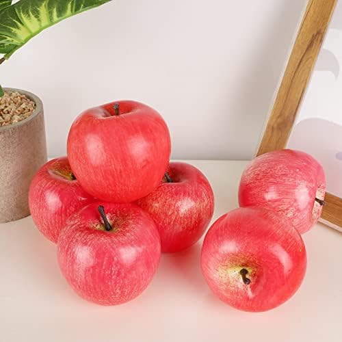Cllayees מזויף תפוחים מלאכותיים, סט של 6 תפוחים דקורטיביים של פירות דקורטיביים פירות פירות ריאליסטים