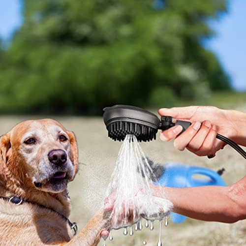 מקלחת כלבים ניידת עם מברשת עיסוי לאמבטיה מסיליקון לחיות מחמד, מכונת כביסה לכלבים כחולה 8 ליטר 2.1 גל עם משאבת