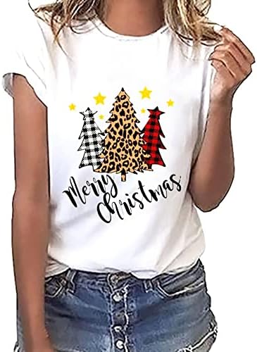צמרות חג המולד לנשים משובצות עץ משובץ חולצות טייז מודפסות