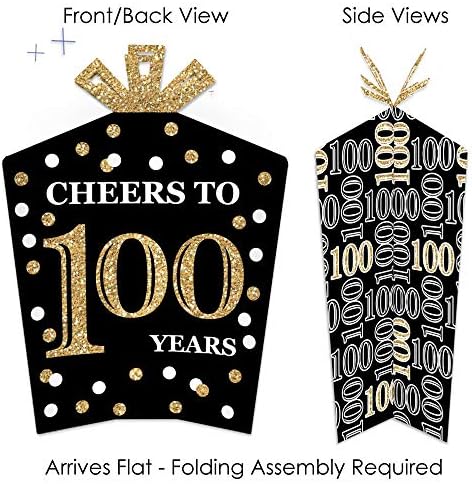 נקודה גדולה של אושר יום הולדת 100 למבוגרים - זהב - קישוטים לשולחן - מסיבת יום הולדת קפלים ומרכזים