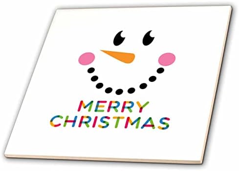 3רוז מחייך איש שלג. טקסט צבעוני מסוגנן חג שמח-אריחים