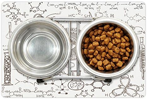 מחצלת חיות מחמד למדע למזון ומים, נושא מדעי איור מעבדה לכימיה בסגנון מצויר ביד, מחצלת גומי מונעת החלקה לכלבים