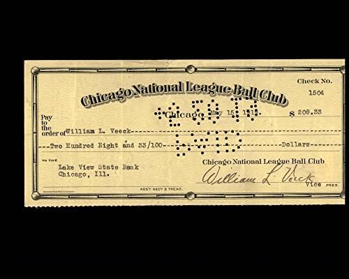 ויליאם ויק חתם על אקס 2 שיקגו קאבס צ ' ק 5-15-1919 חתימה-חתימות חיתוך של ליגת הבייסבול