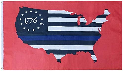 סיטונאות אמריקאית סופרסטור בטסי רוס קו כחול דק 1776 ארהב מפה 100d 3x5 דגל משטרת טראמפ חי.