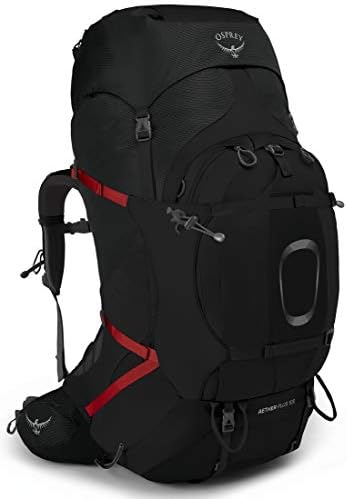 Osprey Aether Plus 100 תרמיל תרמיל תרמילאים, שחור, גדול/x-גדול