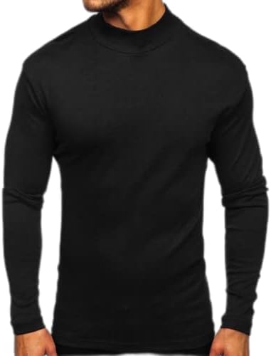 צווארון גולף גברים חולצת שרוול ארוך חולצה דקה בכושר סוודר קל משקל חולצות בסיסיות.