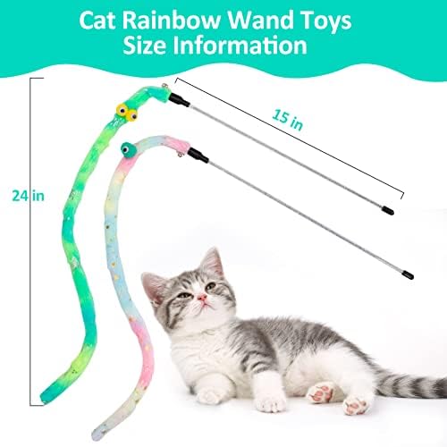 חתול שרביט צעצועי 2 יחידות אינטראקטיבי חתול צעצועים לחתולים מקורה, חתול קשת שרביט צעצועי חתול