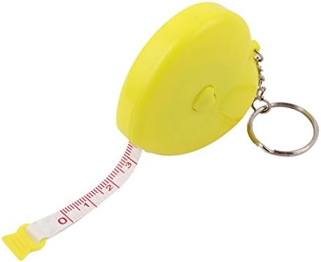 כלים 60 1.5 מ ' ושיפוץ הבית צהוב פלסטיק בצורת לב מעטפת לחץ על לחצן מחזיק מפתחות נשלף סרט מדידה