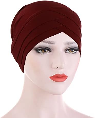 למתוח טורבן לנשים אתני ראש כורכת רפוי כובע קל משקל בציר צלב לעטוף טורבן שיער מכסה כפת כובע