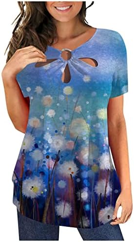 נשים חמוד חולצות מקרית חולצות מתגנדר טרנדי 2023 חולצות פרחוני הדפסת חולצות קצר שרוול טוניקת