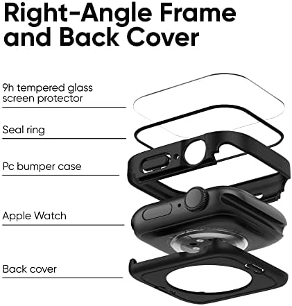 Adepoy 2-Pack Case Adple For Apple Watch 45 ממ סדרה 8/7 עם מגן מסך זכוכית מחוסמת ， מסגרת ישר פגוש קדמי