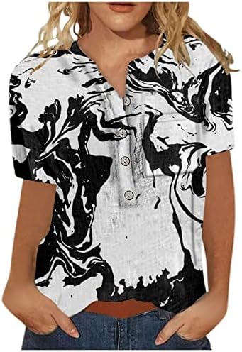 צמרות נשים כותנה כותנה כותנה מזדמנת לבושת חולצות למטה בוהו טרנדי מודפס עגול צוואר עגול חולצות