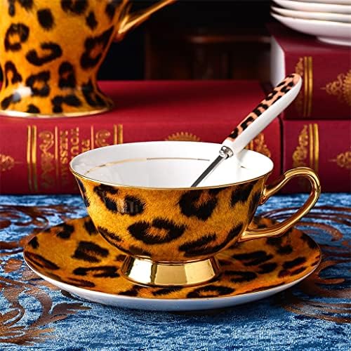 FSYSM 15 PCS מדבקות מעודנות קו זהב זמן תה קרמיקה נמר הדפס קפה ערכת תה למלון