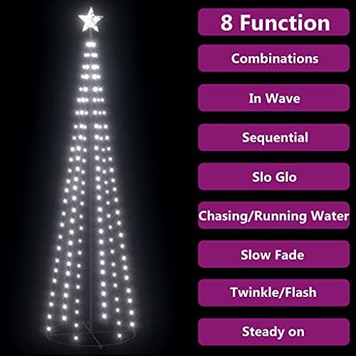 Golinpeilo 7.9ft LED Light Show Show Cone Cone Tree, חג המולד מואר חרוט מלא מלאכותי עיצוב עם אורות טופר