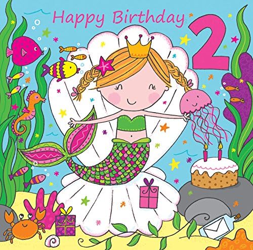 טוויזלר כרטיס יום הולדת שני ילדת בת ים - גיל 2 כרטיס יום הולדת - בנות כרטיס יום הולדת גיל 2 -