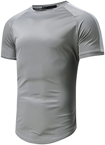 חולצות טריקו של שרוול קצר של XXBR לגברים טלאי בלוק קיץ טלאים כתף מפוספסת צמרות טיול אימון דק