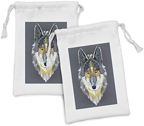 ערכת כיס בדים של גן החיות של Ambesonne של 2, עיצוב גרפי של Coyote Wolf Beast Portreat