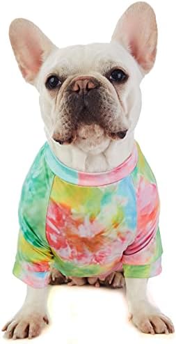 קומור צבעוני כלב חולצות לכלב קטן בגדי עניבה לצבוע גור חולצות רך כותנה חתול טי