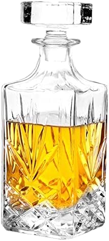 קריסטל שתיית בקבוק זכוכית לגין עם אטום גיאומטרי פקק - ויסקי לגין יין, בורבון, ברנדי, משקאות, מיץ, מים,
