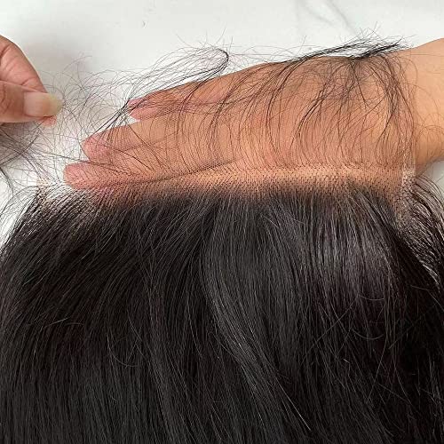 משלוח חלק אמיתי 5 * 5 סגירת תחרה שיער טבעי לא מעובד ישר שיער שוויצרי תחרה סגירה מראש קטף עם תינוק שיער בלתי נראה