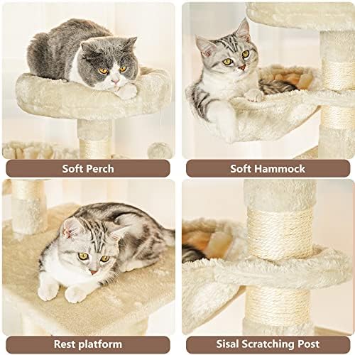 מארז ארגז חול לחתולים ריהוט ארגז חול מוסתר עם מגדל עץ חתול ריהוט לחדר רחצה לחתולים מקורה, עם ערסל חתול