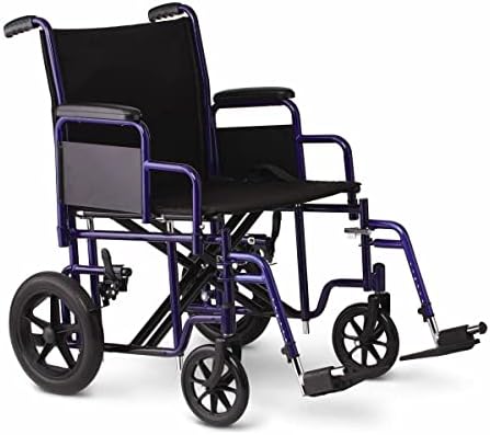 מדליין כבד החובה תחבורה כיסא תומך עד 500 ק ג., כיסא גלגלים תחבורה בריאטרי, 22 איקס 18 מושב, מסגרת כחולה