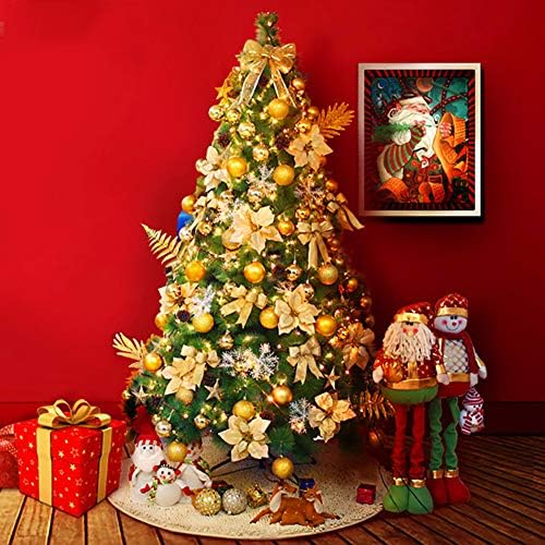 עץ חג המולד של סיבים אופטיים 5ft, עץ חג המולד מלאכותי עם עמדת מתכת מתקפלת, נוריות LED צבעוניות של שלג וקונוסים