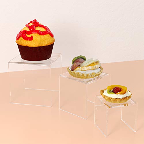 2 הגדר תצוגת אקריליק מגדלי תצוגה לדמויות פופ של פאנקו, תצוגת תכשיטים מגוון חלונות ראווה של מדף מעלה, עוגה