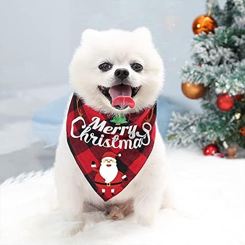 קרכיט חג המולד לכלבים בנדנה תלבושת חיית מחמד חורף בגדים חמים לכלבים קטנים חתולים סנטה כובע