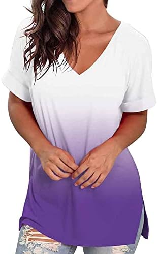 מקרית חולצות לנשים לעבודה שיפוע קצר שרוול צווארון בבאגי חוף יומי בסיסי חולצות טוניקת חולצות