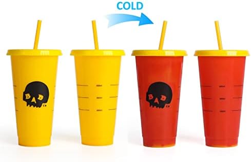 כוס מים יצירתיים צבע שינוי כוס עמ פלסטיק קש כוס צבע שינוי פלסטיק שקוף קש כוס 710 מ ל קר שינוי טמפרטורה