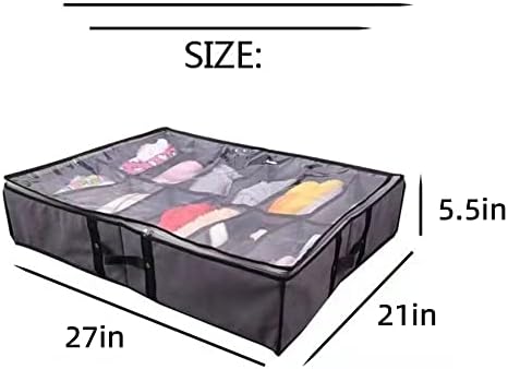 קופסת אחסון לנעליים מתחת למיטה מתכווננת ידית יציבה רוכסן נירוסטה עם כיסוי ויניל עמיד 24 פתרון אחסון מיטה