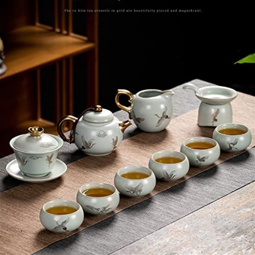 ערכת תה של Genigw Kungfu יכולה להעלות חתיכת חרסינה קומקום חרסינה קערה כוסות תה המתארות סט רטרו