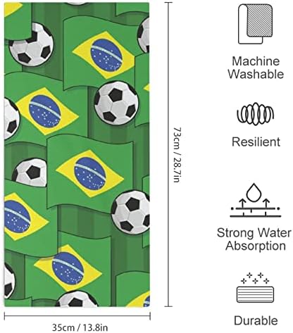 דפוס כדורגל של כדורגל ברזיל מגבת כביסה מגבת 28.7 X13.8 מטליות פנים סיבי סופר -סין מגבות סופגות מאוד