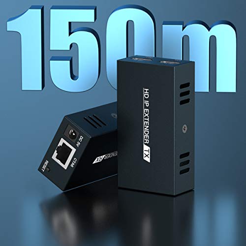 HDMI Extender 500ft/150M מעל CAT5E/6, Over IP/TCP, שידור אחד לרבים מעל מתג ה- Ethernet, Full HD 1080p@60Hz