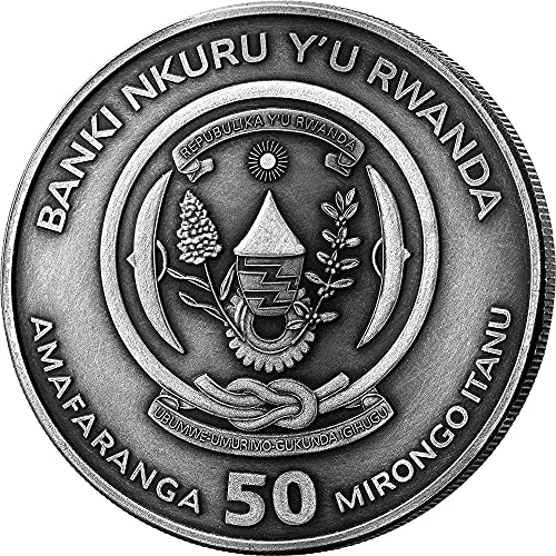 2021 אונקיה דה -ימית Powercoin Sedov Antique 1 גרם מטבע כסף 50 פרנק רואנדה 2021 גימור עתיק