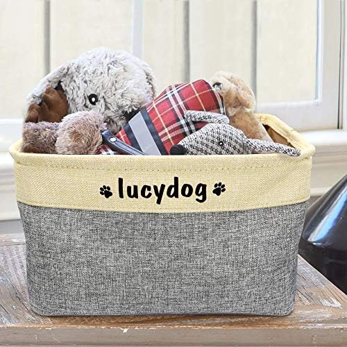 גוק כלב צעצוע אחסון סל סל עם אישית לחיות מחמד של שם-מלבני אחסון תיבת חזה ארגונית עבור כלב צעצועים, כלב בגדים,