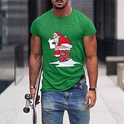 Xiloccer Mens אופנה פנאי ספורט ירוק חג המולד כותנה שרוול קצר חולצה חולצת שרוול ארוך חולצה מזדמנת גברים ספורט