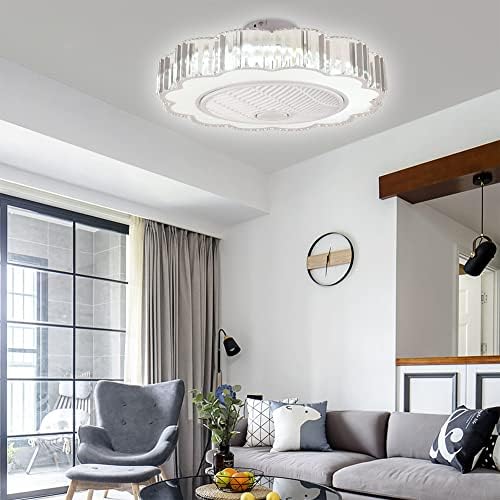 DLSixyi LED מאוורר תקרה קריסטל עם אורות מסעדת חדר שינה מרחוק 24 אינץ