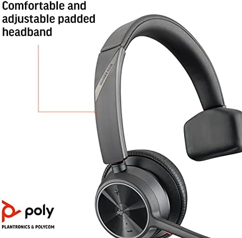 Poly - Voyager 4310 אוזניות אלחוטיות UC - אוזניות עם אוזן יחיד עם מיקרופון - התחבר למחשב/Mac באמצעות מתאם