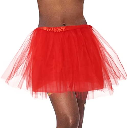 DMAIY נשים טול טוטו חצאיות אלסטיות חצאיות ריקוד בלט שכבות חצאית קצרה למבוגרים לקלאס