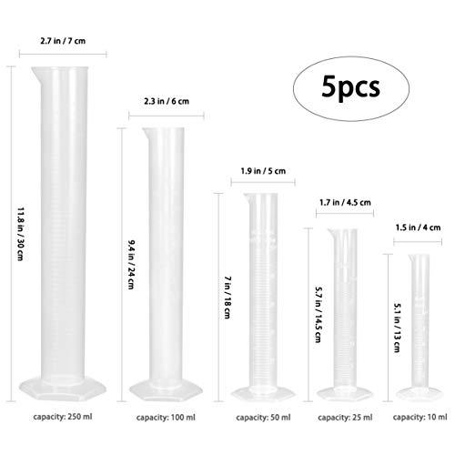 5 יחידות פלסטיק בוגר צילינדר מדידת צילינדר מעבדה מבחנה עם משושה בסיס כוס