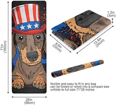 אלזה כלב בכובע אמריקאי ישן עם דגל מגבת מזרן יוגה ללא החלקה עם נקודות אחיזה לנשים גברים