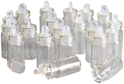 Qixivcom 60 חתיכות 1 מל מיני בקבוקי זכוכית צלולים קטנים בקבוקונים צנצנת זעירה עם פקק פלסטיק מיניאטורה